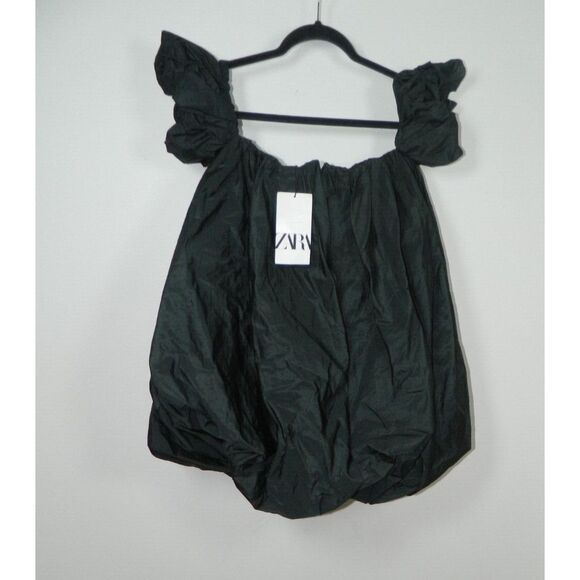 ZARA Dress ZW Collection Size Medium Black Voluminous Taffeta‎ Mini - Picture 9 of 12